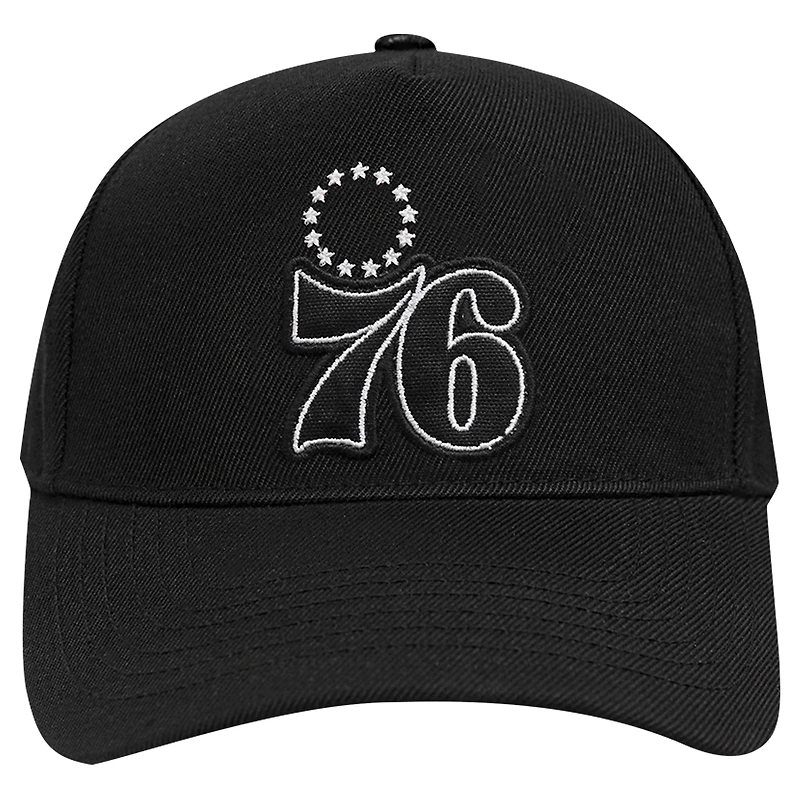 Casquette Snapback à pincement sur le devant Pro Standard noire pour homme des Philadelphia 76ers Paint the City