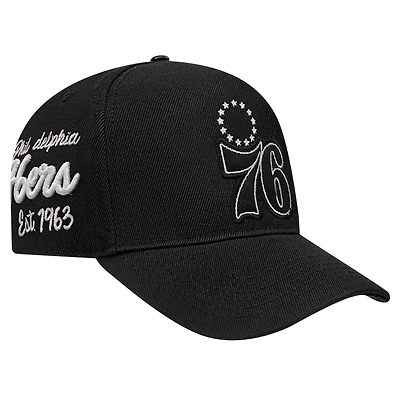 Casquette Snapback à pincement sur le devant Pro Standard noire pour homme des Philadelphia 76ers Paint the City