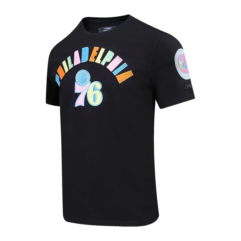 Men's Pro Standard Black Philadelphia 76ers Washed Neon T-Shirt