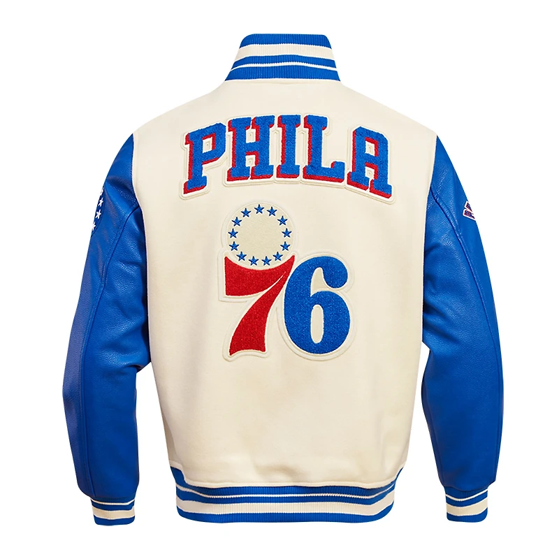 Men's Pro Standard Cream Philadelphia 76ers Retro Classic Varsity Full-Zip Jacket