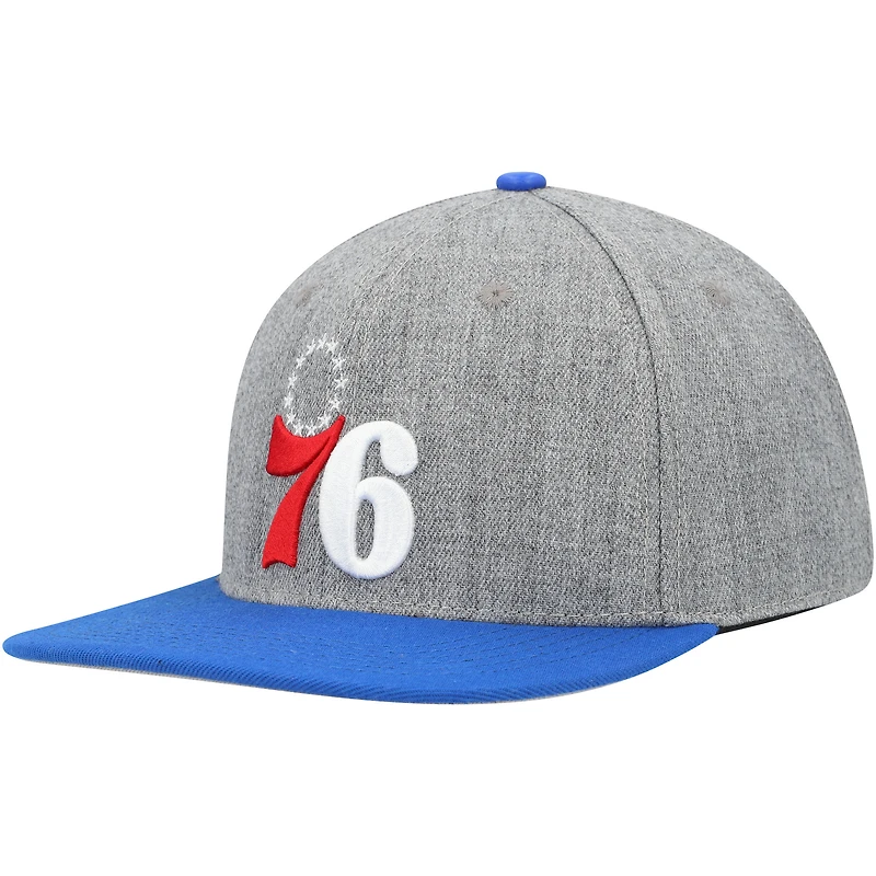 Casquette Snapback bicolore avec logo classique Pro Standard gris/Royal Philadelphia 76ers pour hommes