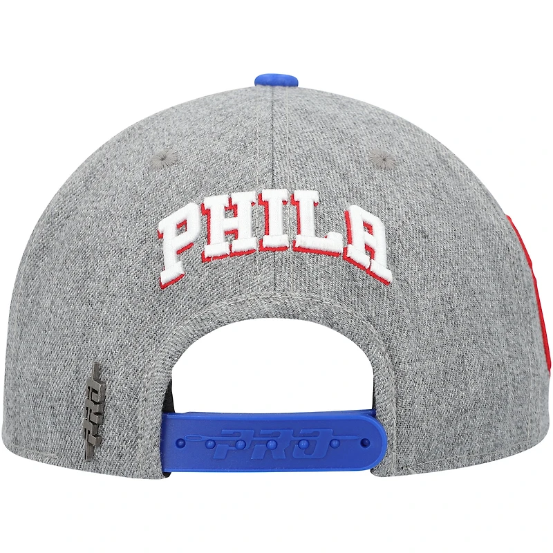 Casquette Snapback bicolore avec logo classique Pro Standard gris/Royal Philadelphia 76ers pour hommes