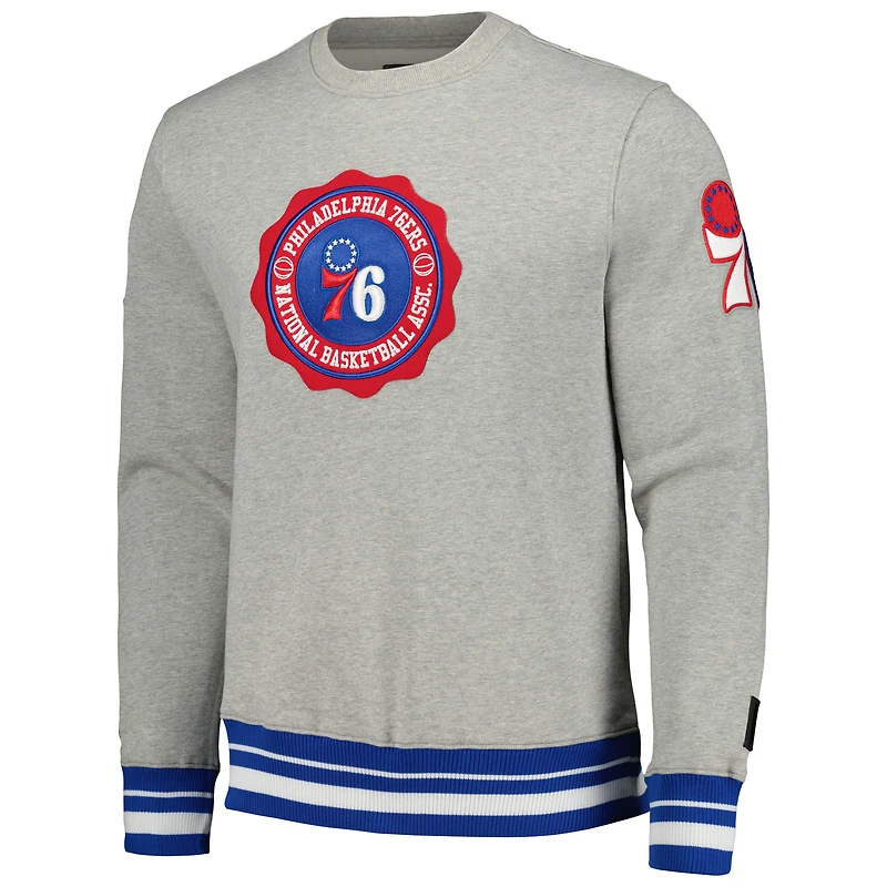Sweat-shirt Pro Standard Heather Grey Philadelphia 76ers Crest Emblem pour hommes
