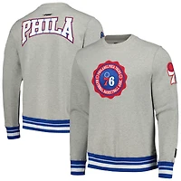 Men's Pro Standard Heather Gray Philadelphia 76ers Crest Emblem Pullover Sweatshirt