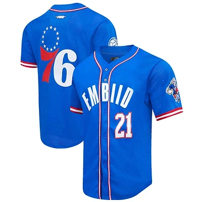 Chemise de baseball boutonnée Pro Standard Joel Embiid Royal Philadelphia 76ers pour homme