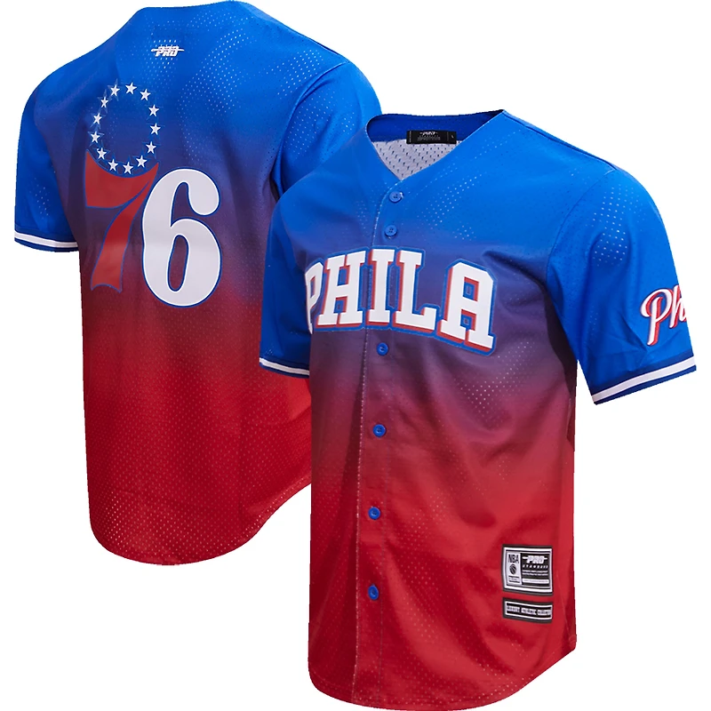 Men's Pro Standard Royal/Red Philadelphia 76ers Ombre Mesh Button-Up Shirt
