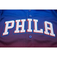 Chemise boutonnée en maille ombrée Pro Standard Royal/Red Philadelphia 76ers pour homme