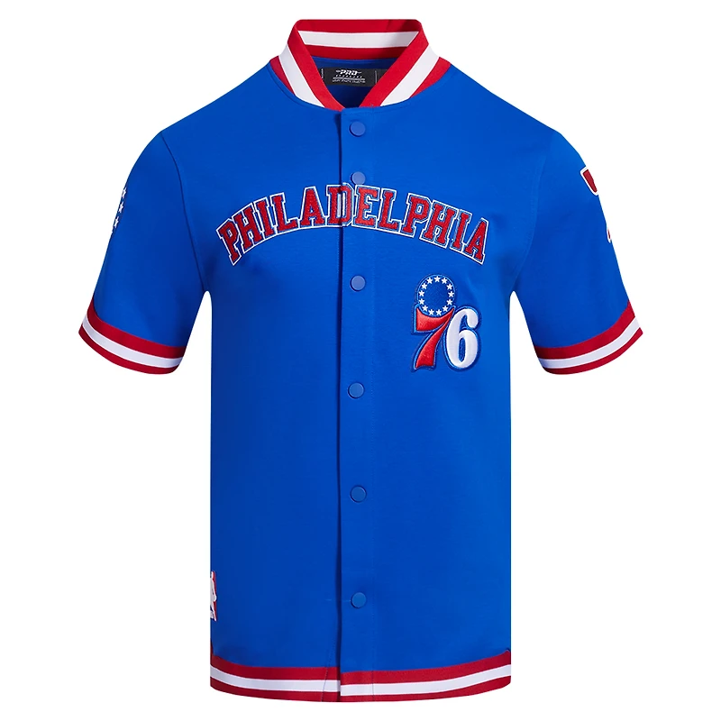 Veste d'échauffement classique à bouton-pression Pro Standard Royal Philadelphia 76ers pour hommes