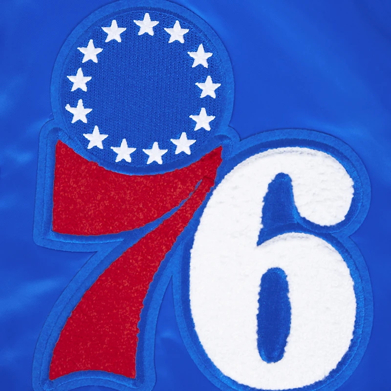 Veste à boutons-pression en satin sublimé Pro Standard Royal Philadelphia 76ers pour homme