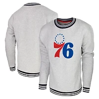 Men's Stadium Essentials Heather Gray Philadelphia 76ers Club Level Pullover Sweatshirt