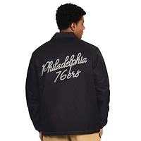 Men's Starter  Black Philadelphia 76ers Full-Snap Coaches Jacket