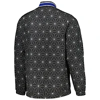 Men's Starter Black Philadelphia 76ers In-Field Play Fashion Satin Full-Zip Varsity Jacket
