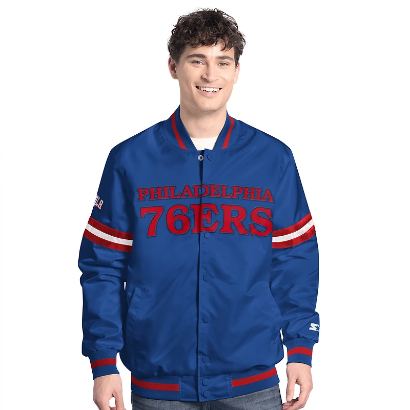 Veste universitaire à boutons-pression pour homme Philadelphia 76ers Scout Starter Royal/Red
