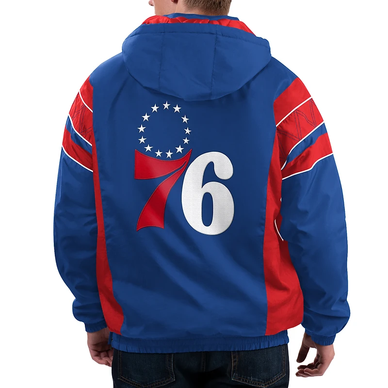Veste à capuche demi-zip Starter Royal Philadelphia 76ers Home Team pour hommes