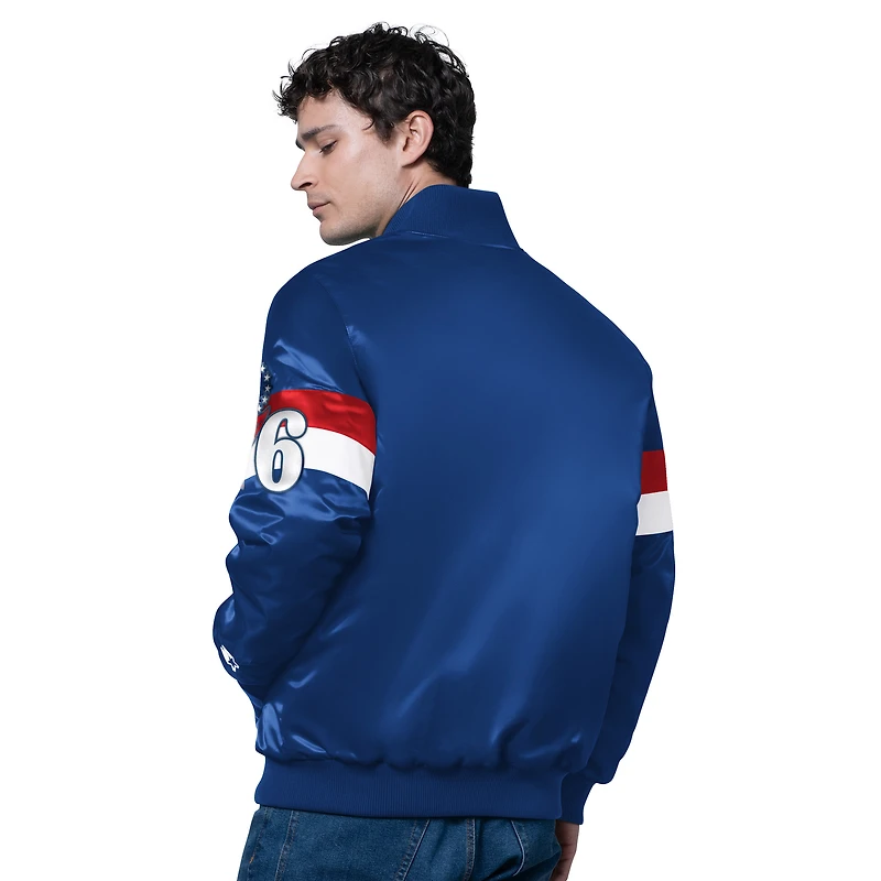 Veste en satin à boutons-pression triple option pour homme des Philadelphia 76ers