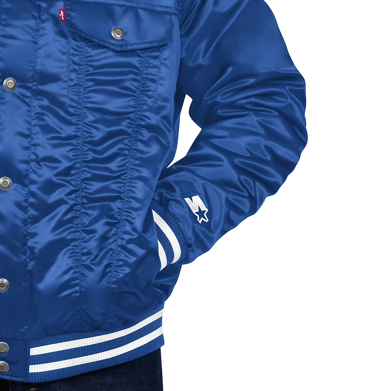Veste camionneur en satin à boutons-pression Starter x Levi's Royal Philadelphia 76ers Silver Label pour homme