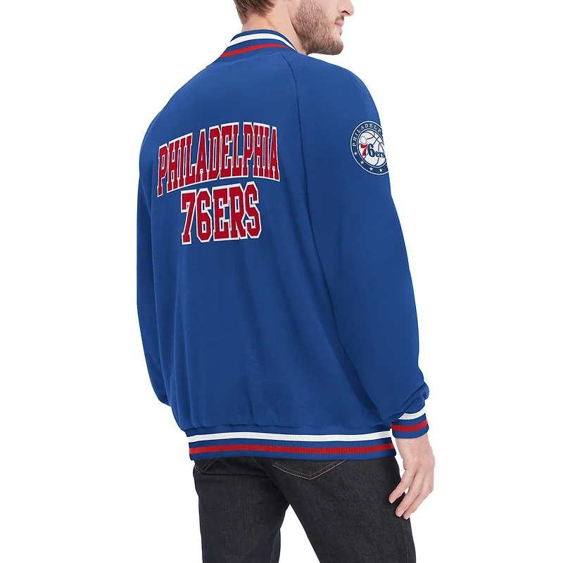 Tommy Jeans Royal Philadelphia 76ers Dane Raglan Veste universitaire à bouton-pression pour hommes