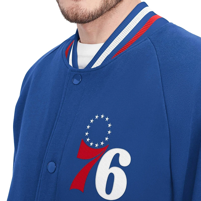 Tommy Jeans Royal Philadelphia 76ers Dane Raglan Veste universitaire à bouton-pression pour hommes