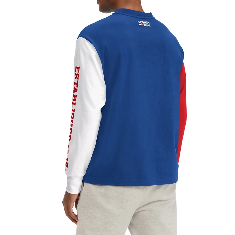 Tommy Jeans pour homme Royal Philadelphia 76ers Richie T-shirt à manches longues avec blocs de couleurs
