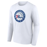 T-shirt à manches longues blanc pour homme avec logo alternatif des Philadelphia 76ers