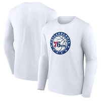 T-shirt à manches longues blanc pour homme avec logo alternatif des Philadelphia 76ers