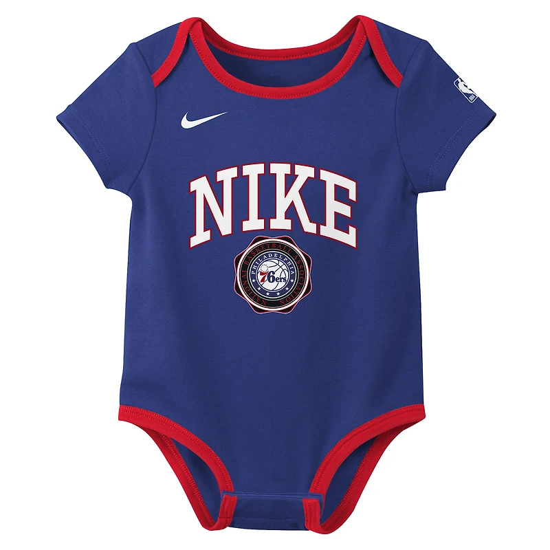 Ensemble de deux bodies Nike Royal/Black Philadelphia 76ers Just Do It pour nouveau-né