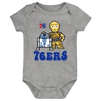 Newborn & Infant Heather Gray Philadelphia 76ers Star Wars R2-D2 C-3PO Best Buds Bodysuit