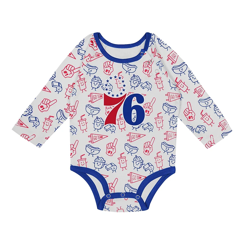 Newborn & Infant Philadelphia 76ers Little Champ Long Sleeve Bodysuit, Pants Cuffed Knit Hat 3-Piece Set
