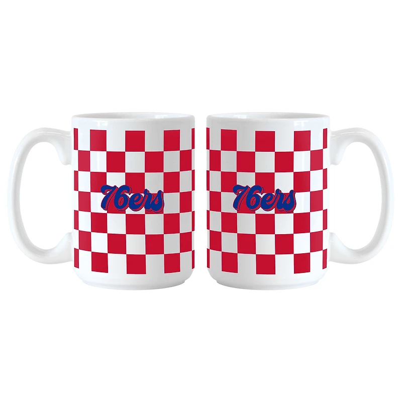 Lot de 2 tasses à logo à carreaux Philadelphia 76ers de 15 oz