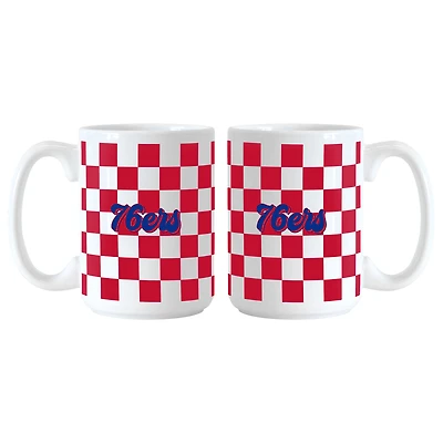 Lot de 2 tasses à logo à carreaux Philadelphia 76ers de 15 oz