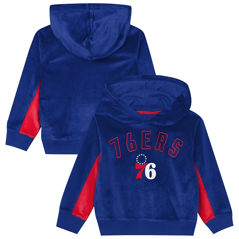Sweat à capuche en velours Royal Philadelphia 76ers pour enfants d'âge préscolaire Outerstuff