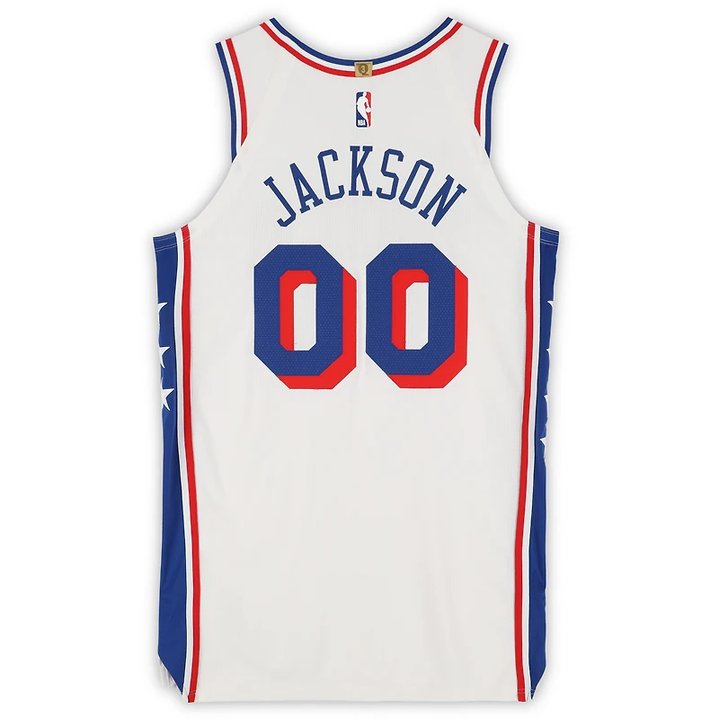 Maillot Nike blanc n° 00 porté par Reggie Jackson (Philadelphia 76ers) lors de la saison NBA 2024-2025 - Taille 48+4