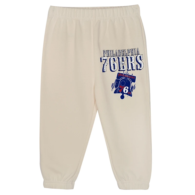 Toddler Mitchell & Ness  Cream Philadelphia 76ers Hang Time Oversized Pullover Hoodie Pants Set