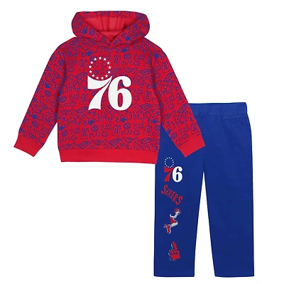 Ensemble sweat-shirt à capuche et pantalon de survêtement rouge Philadelphia 76ers Give and Go pour tout-petit