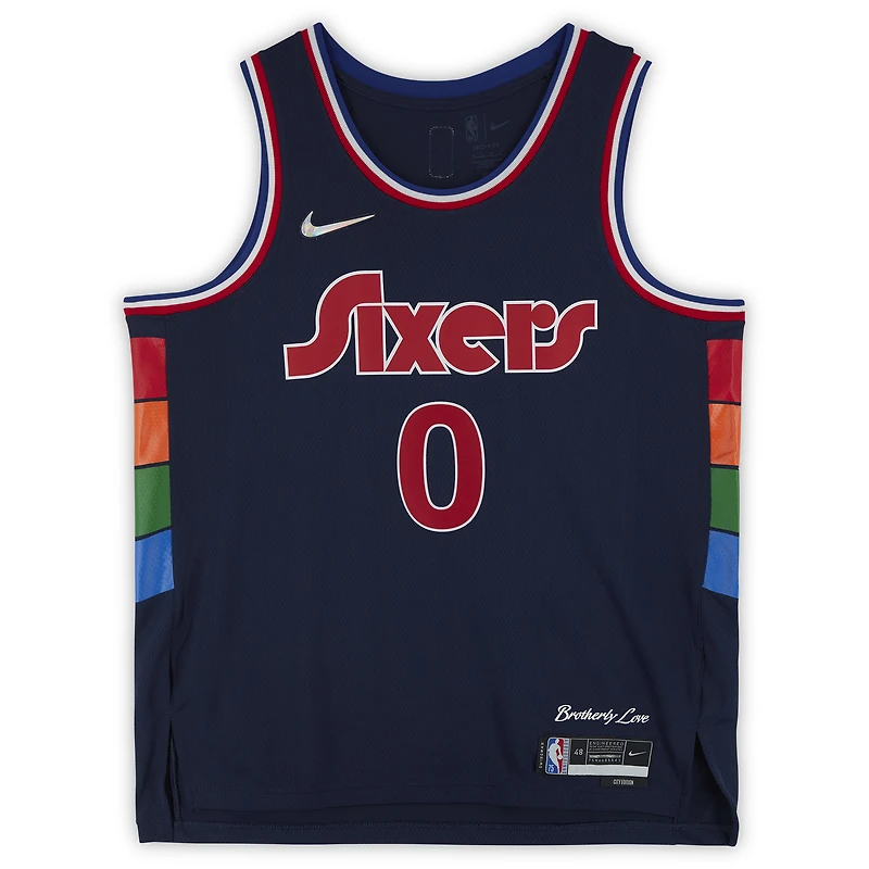 Tyrese Maxey Black Philadelphia 76ers Autographed 2021/22 Nike Mixtape Swingman Jersey