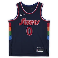 Tyrese Maxey Black Philadelphia 76ers Autographed 2021/22 Nike Mixtape Swingman Jersey