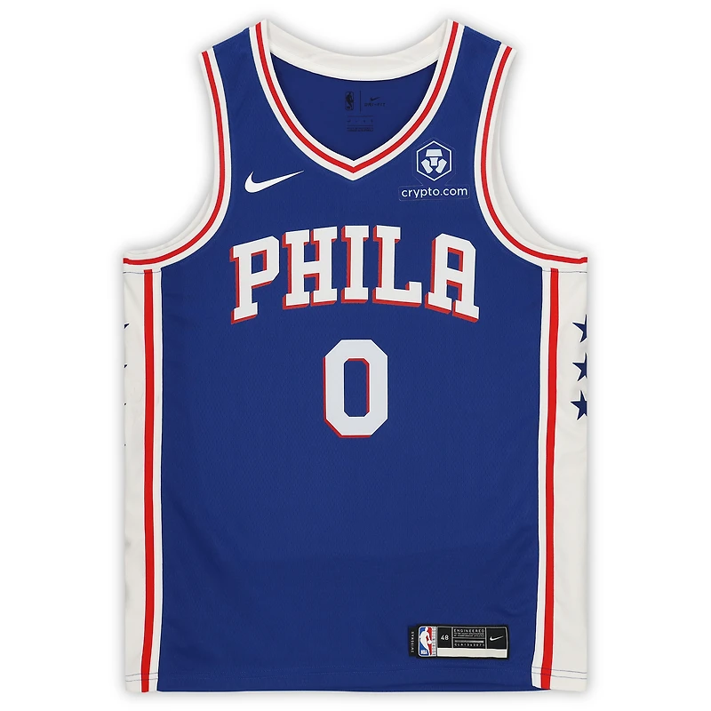 Tyrese Maxey Navy Philadelphia 76ers Autographed Nike 2022 Mixtape Swingman Jersey