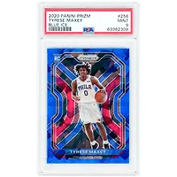 Carte recrue Tyrese Maxey Philadelphia 76ers 2020-21 Panini Prizm Blue Ice Prizm n° 256, n° 37/125, authentifiée PSA 9