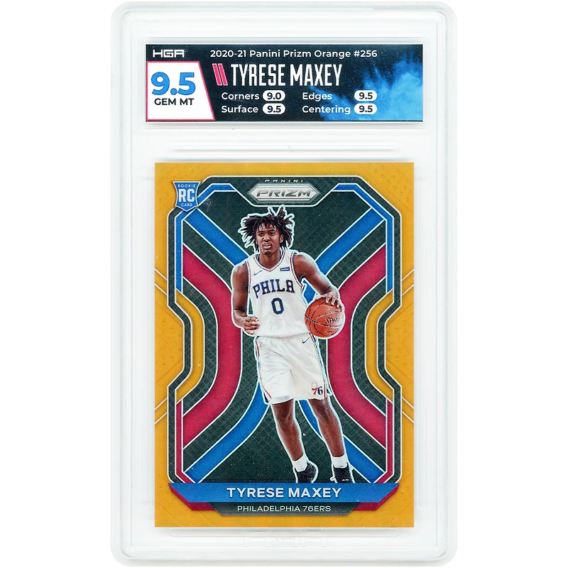 Tyrese Maxey Philadelphia 76ers 2020-21 Panini Prizm Orange Prizm #256 #32/49 HGA Authenticated 9.5 Rookie Card