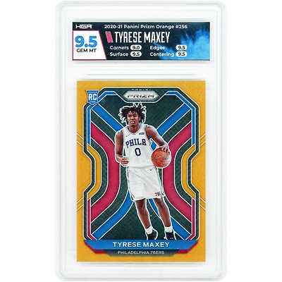 Tyrese Maxey Philadelphia 76ers 2020-21 Panini Prizm Orange Prizm #256 #32/49 HGA Authenticated 9.5 Rookie Card