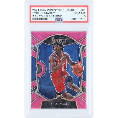 Tyrese Maxey Philadelphia 76ers 2020-21 Panini Select Industry Summit Pink Prizm #81 #9/10 PSA Authenticated 10 Rookie Card