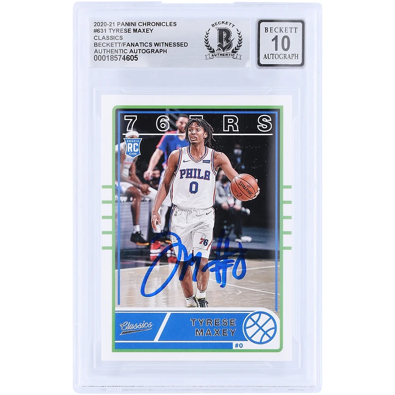 Tyrese Maxey Philadelphia 76ers autographié 2020-21 Panini Chronicles Classic #631 Beckett Fanatics Witnessed Authenticated 10 Rookie Card