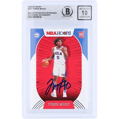 Tyrese Maxey Philadelphia 76ers Autographed 2020-21 Panini Hoops #207 Beckett Fanatics Witnessed Authenticated 10 Rookie Card 