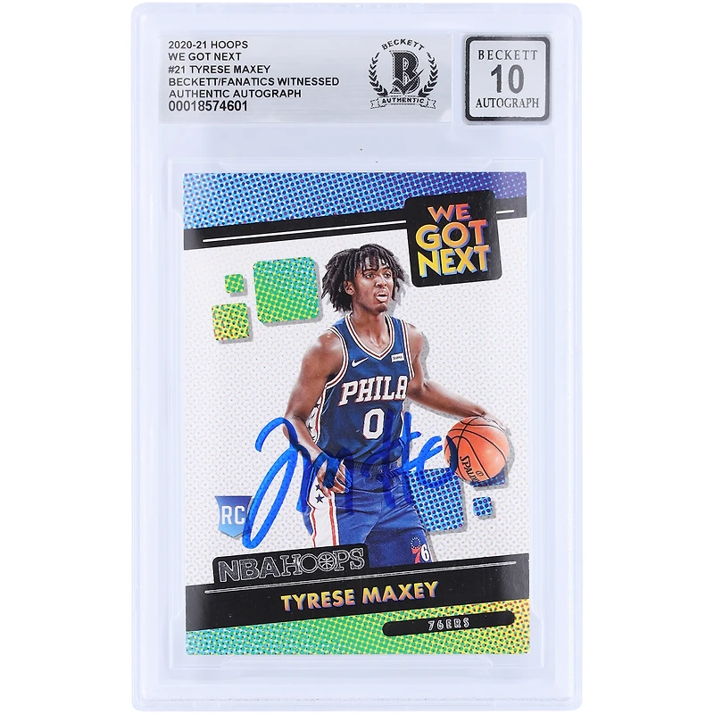 Tyrese Maxey Philadelphia 76ers Autographié 2020-21 Panini Hoops We Got Next #21 Beckett Fanatics Witnessed Authenticated 10 Rookie Card