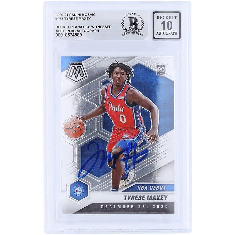 Tyrese Maxey Philadelphia 76ers Autographié 2020-21 Panini Mosaic #263 Beckett Fanatics Witnessed Authenticated 10 Rookie Card