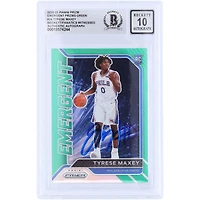 Tyrese Maxey Philadelphia 76ers Autographié 2020-21 Panini Prizm Emergent Green Prizm #24 Beckett Fanatics Witnessed Authenticated 10 Rookie Card