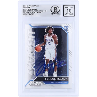 Tyrese Maxey Philadelphia 76ers Autographed 2020-21 Panini Prizm Emergent #24 Beckett Fanatics Witnessed Authenticated 10 Rookie Card
