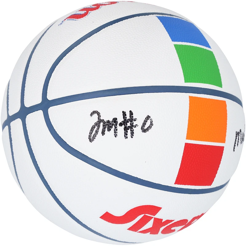 Ballon de basket-ball de collection Wilson City Edition 2024-25 autographié par Tyrese Maxey des Philadelphia 76ers avec inscription « Mad Max »