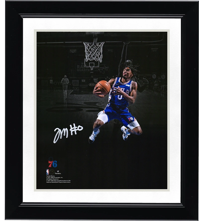 Tyrese Maxey Philadelphia 76ers Autographed 8" x 10" Layup in Royal Jersey Photograph