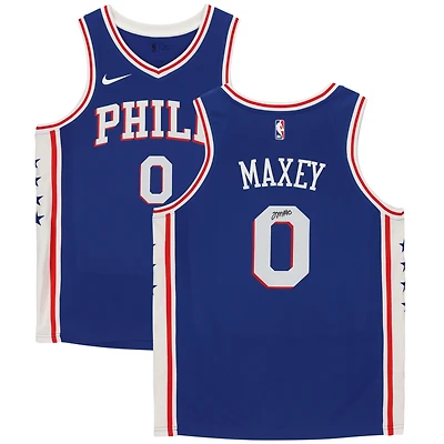 Maillot Nike Swingman dédicacé bleu Icon des Philadelphia 76ers par Tyrese Maxey